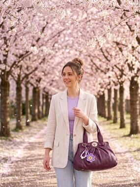 COACH Mia/garnet plum Pleated Leather Carryall Shoulder Bag 13914